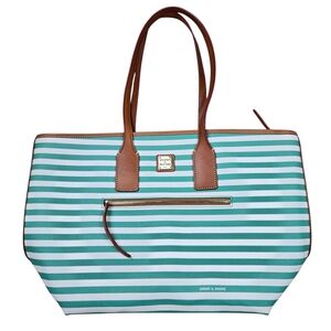 Dooney & Bourke Sena Shopper Seafoam Stripe Shoulder Bag Tote Purse Handbag